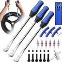 HTOMT 11.5" Tire Spoon Kit, 26pcs Tire Changing Tool for Motorcycle Dirt Bike Lawn Tractor Bicycle, Motorcycle Tire Changer Tire Removal Tool with 3pcs Rim Covers 6pcs Valve Tool Valve Cores(Blue)