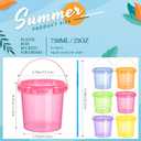 Funnymoom 24 Pack Plastic Rum Buckets for Drinks with Straws Ice Cream Cocktail Bucket with Lids and Handles Reusable Food Containers Cup (25 oz,Orange,Pink,Green,Purple,Blue,Yellow)