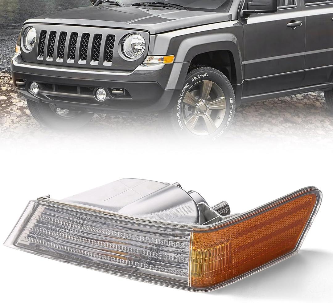 Huray Turn Signal Side Mark Light for Jeep Patriot 2007-2017 Turn Signal Cover Blinker Lens OE Replacement (Driver Side(Left))
