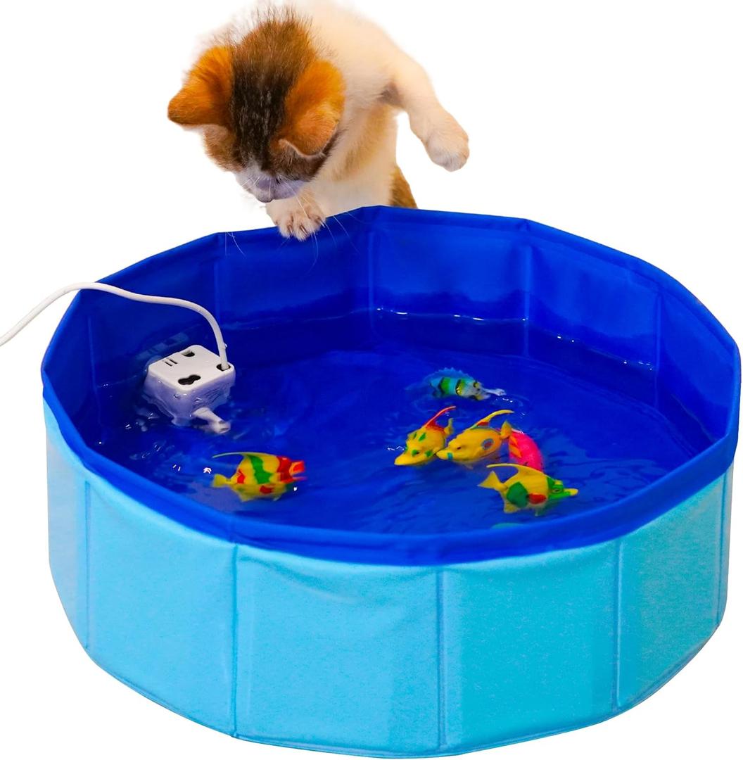 Cat Pool Interactive Toys, Cat Toy Fish  Fun Water Play for Indoor Cats Cat Pool Interactive Toys, Cat Toy Fish  Fun Water Play for Indoor Cats