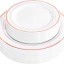 FLOWERCAT 60PCS Rose Gold Plastic Plates - Heavy Duty Rose Gold Plates Disposable for Christmas Party/Wedding- Include 30PCS 10.25inch Dinner Plates and 30PCS 7.5inch Dessert Plates