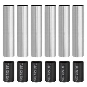PATIKIL 4" Tall Candle Covers Sleeves, 6Pcs Metal E12 Chandelier Socket Sleeves with Insulation Heat Shrinkable Flame Retardant Tube Bulb Light Base Holder for Lamps, Chrome