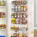 Moforoco 6 Tier Over the Door Food Storage Cabinet Organizer Black Hanging Kitchen Basket Organizer Wall Mounted Spice Rack Rear Cabinet Door Spice Rack Bathroom Home Bedroom Organizer (Black, 6-Tier)