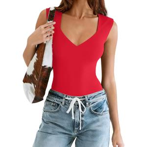 Avidlove Body Suits for Womens Sexy Bodysuit Tank Top Thong Body Suit Seamless Double Lined Going Out Tops (Small, Red)