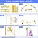 6 ft Arch Backdrop Stand, Wedding Arch Frame, Stable Metal Background Stand with Square Base Ground Nails, for Birthday Party Baby Shower Garland Decoration, Gold