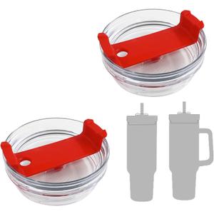 2 Pack 40 OZ Tumbler Lid Compatible for Stanley Quencher, Spill Proof Splash Resistant Stainless Steel Tumbler Covers Fit for Stanley and More Coffee (Red, 40oz-1.0)
