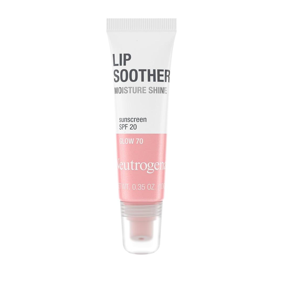 Neutrogena MoistureShine Lip Soother Gloss with SPF 20 Sun Protection, High Gloss Tinted Lip Moisturizer with Hydrating Glycerin and Soothing Cucumber for Dry Lips, Glow 70,. 35 oz (0.18 Ounce (Pack of 2))