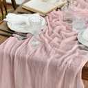 Artoid Mode Boho Cheesecloth Gauze Rouge Wedding Table Runner, 160 Inch Seasonal Fabric Kitchen Dining Holiday Table Decor for Home Party Indoor