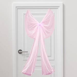 2 x CIXICM Extra Large Pink Bow Decor Giant Pink Bow Party Decoration Coquette Birthday Decorations Big Gauze Bow Tie Hanging Room Wall Decor for Coquette Bachelorette Baby Shower Wedding Supplies