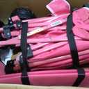 400L Folding Wagon Cart with Brakes & Removable Table, 580lbs Heavy Duty Collapsible Wagon, Big All-Terrain Wheels for Camping, Sports, Grocery, Outdoor - Pink