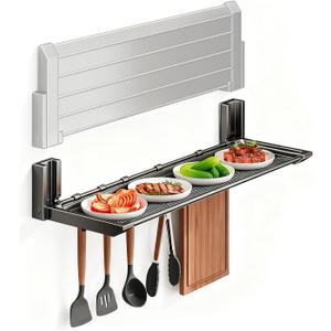 22Inch Floating Shelves for Kitchen Foldable No Drill Storage Rack Sturdy 11lbs Load Space Saving Wall Mount for Spices Cookware Bathroom