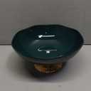 Ceramic Fruit Bowl,10 Pedestal Bowl, Decorated Fruit Tray for Kitchen Counter and Dining Table, Footed Bowls for Afternoon Tea Parties, Bread and Salad Bowl with Golden Feet. (green)