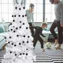 Lulu Home Halloween Hanging Ornaments, 34 Count 1.57" Pre-Strung Plastic Balls, Shatterproof Barrel Packed Balls for Holiday Party Wreath Tabletop Tree Decorations, Black