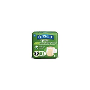 Pack of 4 FitRight Adult Diapers, Ultra Heavy Absorbency, XL (Waist Size 56in-64in), 80 Count, OptiFit Incontinence Briefs for Men and Women, Disposable, Moisture-Wicking, Leak Protection,