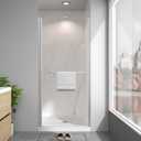 Frameless Pivot Shower Door 32"-34" W x 72" H, Swing Shower Glass Doors with Nano Explosion-Proof Film Tempered Glass 1/4"(6mm) Reversible Installtion, Brushed Nickel Finish