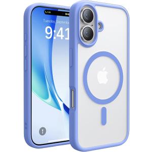 Magnetic for iPhone 16 Case,[Compatible with MagSafe][Military Grade Drop Protection] Anti-Fingerprint Translucent Matte Shockproof Protective Case for iPhone 16 Phone Case 6.1",Light Blue