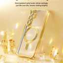 3 x Meifigno Designed for Samsung Galaxy S25 Plus Case, [Compatible with MagSafe] [2X HD Screen Protectors] [Glitter Card & Wrist Strap] Surround Raised Lens Protection Case for S25 Plus 6.7", Gold