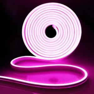 iNextStation 12V Pink LED Strip Lights 16.4FT, Flexible Silicone Neon Rope Light, Waterproof, Cuttable, Dimmable & Linkable, for Cabinet, Ceiling, Wall, Bedroom, Kitchen, Garage (No Adapter)
