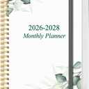 2026-2028 Monthly Planner - 36 Month PLanner Calendar from January 2026 to December 2028, 3 Year Planner 2026-2028 with Flexible Cover, Inner Pocket, Perfect for Home | School | Office, 5.8" x 8.5", Green Leaf