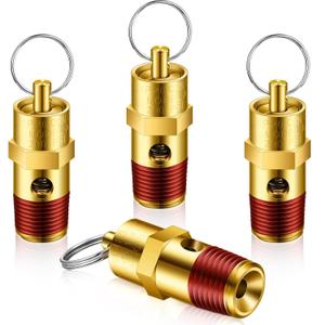 4 Pieces 1/4 Male NPT 200 PSI Air Compressor Pressure Relief Valve Brass Safety Air Compressor Check Valve