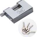 Big Heavy Duty Stainless Steel Padlock with Key,high Security Shipping Container Padlocks,Bolt Cutter Proof Lock,10mm Thick Large Padlock for Outdoor,keyed Unbreakable Anti Theft Chain Lock (70mm)