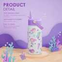 Mermaid Kids Water Bottle With Straw Lid 12oz Insulated Stainless Steel, Travel Tumbler, Gifts For Girls, Birthday, Christmas, Back To School
