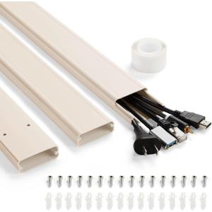 47in(3 x L15.7in) TV Cord Hider, YCLYC Cord Hider for Wall Mount TV, Large Cable Hider, Paintable Wire Covers for Cords, Cable Management Cord Organizer, Wire Hiders for TV on Wall W2 x H0.7in, Beige
