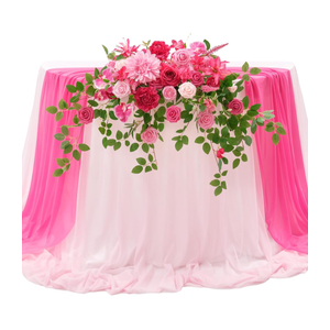 TINGE TIME Artificial Sweetheart Flower Swag with Table Cloth and Table Runner, Pack of 3 Floral Arrangement for Wedding Sweetheart Table Centerpiece Decoration Valentine's Day (Hot Pink)