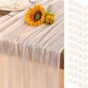 Ivory White Cheesecloth Table Runner 12 Pack Spring Easter Table Runners Boho Gauze 120 Inches White Cheese Cloth Table Decor for Wedding Bridal Baby Shower Parties