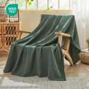 EMME Cotton Muslin Twin XL Blanket Breathable Gauze Blanket Soft Lightweight Blankets Adults Gifts for Women (Forest Green, 66"x90")