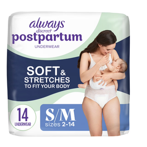 Always Discreet Postpartum and Adult Incontinence Underwear for Women, Small/Medium, Maximum Protection, 14 Count