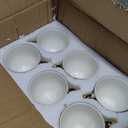 LETAOTAO Tea Cups and Saucers Set of 6, 7 oz Ceramic Turkish Coffee Cup With Gold Trim for Cappuccino, Latte, Mocha, Au Lait, Double Espresso, White