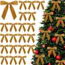 4 x 24pcs Christmas Tree Topper Bows 4.5x4.5 Inch Velvet Xmas Wreath Bows Ribbon Hanging Ornament for Christmas Holiday Home Outdoor Indoor Party Garland Crafts Decoration(Coffee)
