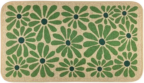SHIYUE Spring Green Floral Decorative Doormat, Seasonal Summer Low-Profile Switch Rug Door Mat Floor Mat for Indoor Outdoor 17x29 Inch SYCH01