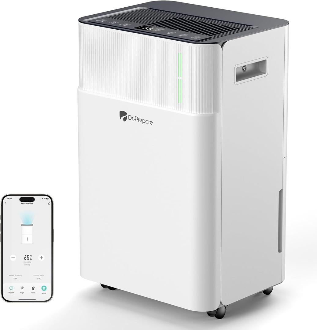 DR.PREPARE 3600-3800 Sq.Ft Dehumidifier for Home Smart APP Control with Drain Hose, 65 Pints/Day Dehumidifier for Basement, Bedroom, Bathroom, Garage, Large Room, Dry Clothes, 3 Modes, 24H Timer