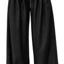 PRETTYGARDEN Womens Spring Wide Leg Dress Pants Business Casual Work High Waist Baggy Tie Trousers Pleated Palazzo Slacks (Large, Black)