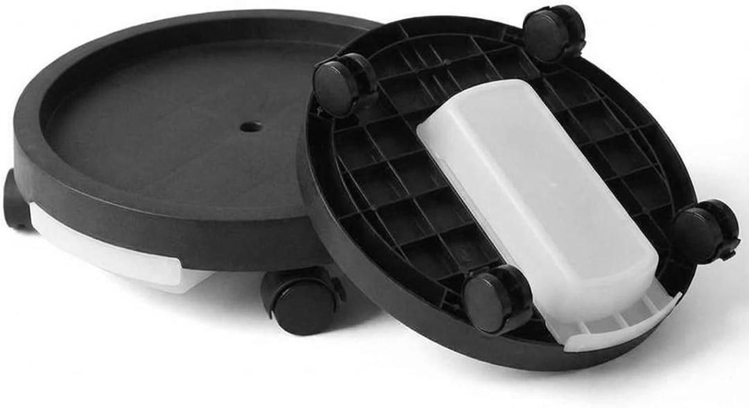 FOCHIER F 2 Pack Plant Caddy with Hidden Wheels, 11" Heavy Duty Rolling Plant Stand with Removable Drainage Tray,Silent Casters Round Flower Pot Mover Planter Dolly for Indoor Outdoor,Black