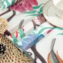 VOGOL Bird Pattern Farmhouse Valances, Light Filtering Privacy Curtains Valance for Dining Room, Faux Linen Flower Print Window Treatments for Office, 60W x 14L, 1 Panel