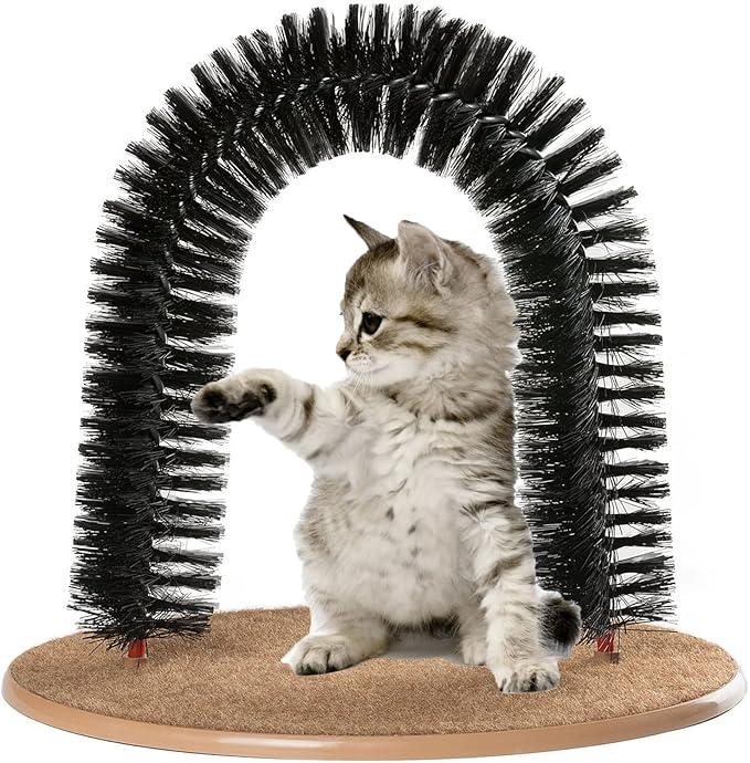 Cat Arch Self Groomer Cat Scratcher Toys,Cat Brush for Grooming with Cat Scratch Pad and Catnip,Cat Brush for Shedding,Cat Scratching Post,Interactive Cat Toys