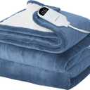 Bedsure Electric Blanket Twin - Soft Flannel Heated Blanket, Fast Heating with 10 Time Settings & 6 Heat Settings, Warm Gift for Grandma (62x84 inches, Blue)
