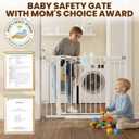 Baby Gate with Door, 26-40" Auto Close Dog Gate Indoor for Stairs Doorways, Easy Install Pressure Mounted Pet Gate, Easy Walk Through Child Safety Gate for the House, White