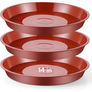 3 Pack Bird Bath Bowl, 14 inch 1.6" Depth Terracotta Ground Bird Bath for Outdoors, Durable Plant Saucer Dish for Garden Yard, Birds Water Bowl Feeder Tray Replacement, Weather Resistant ABS Plastic
