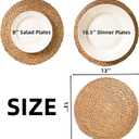 13 Inch Round Woven Plate Placemats Set of 15, Farmhouse Rustic Straw Braided Chargers Place Mats, TwinnekYR Large Boho Cattail Weave Table Mats, for Dining Plates Table Decor Home Wedding Party