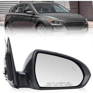 7 Pins Side Mirror for 2017 2018 2019 2020 Hyundai Elantra Heated With Blind Spot Indicator Power Glass 87620F2280, HY1321253(Right Passenger Side)