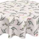 Kawani Christmas Tablecloth 70 Inch Round Winter Holiday Christmas Leaves Table Cloth Xmas Washable Polyester Table Cover for Kitchen Dining Room Party Indoor Outdoor Decor