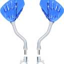 1 Pair Bicycle Mirror,Big View Bike Rear View Mirror Blindsight Multi Angle Adjustable Bike Mirror Billet Aluminum Chrome Plated Outside Skull Claw Style Also Suitable for Motorcycle Mirror (Blue)