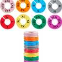Stockroom Plus 80 Pack XXS to XXXL Sizing Rings for Clothing Racks, Small Business, Yard Sale, 8 Colors