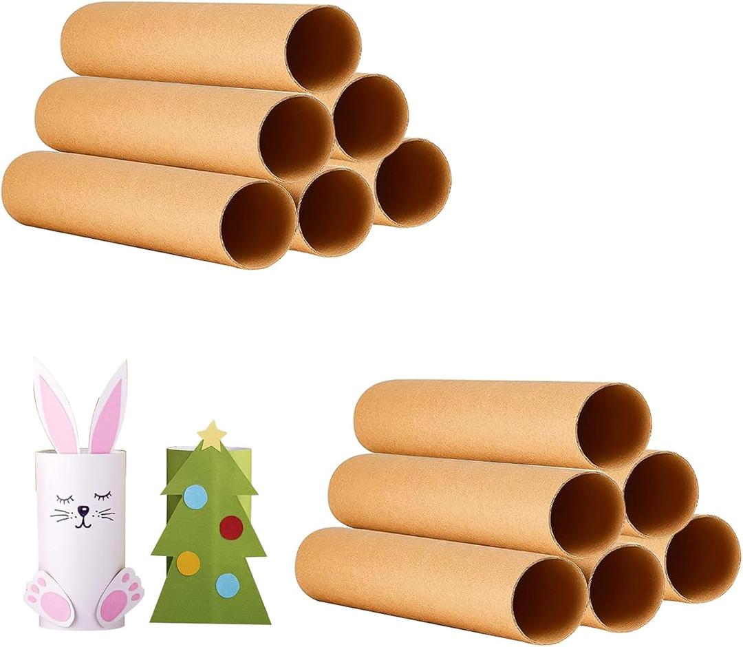 12 PCS Cardboard Tubes for Crafts, Two Size Brown Toilet Paper Empty Rolls Round Thick Tubes for Classroom Family Handmade DIY Art Projects, 1.37x15.7 Inch and 1.77x15.7 Inch