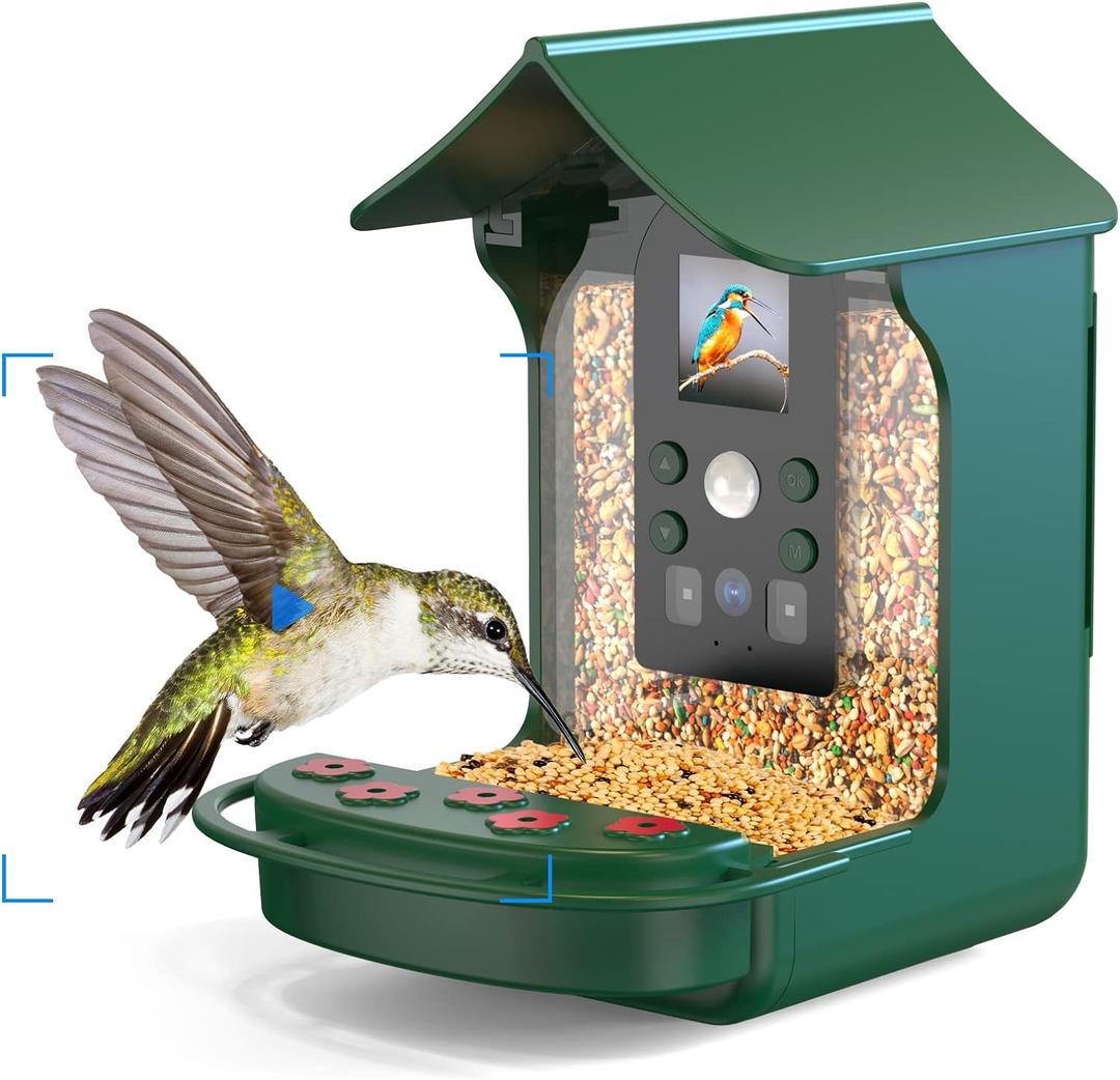 Bozily Smart Bird Feeder Camera, Hummingbird Watching Camera with Motion Detection & Auto Capture, 100 Wide Angle & Waterproof 1080P HD Night Vision Bird Camera