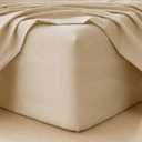 MooMee Fitted Bottom Sheet Only 100% Washed Cotton Linen Like Textured Breathable Durable Soft Comfy Deep Pocket Fits Mattress up to 17" (Almond Milk Grey, King)